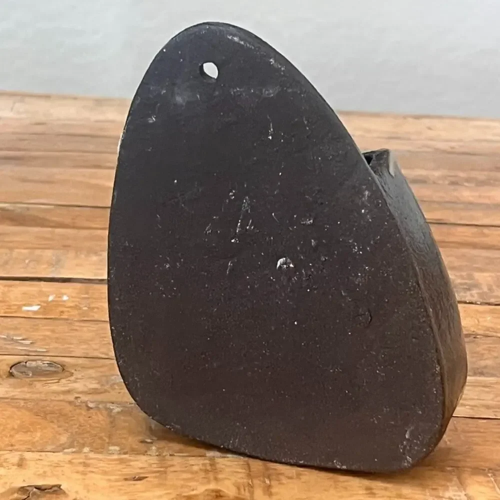 Studio Pottery Wall Pocket Vase 6.5 in Abstract Black Impressed Lines Decor
